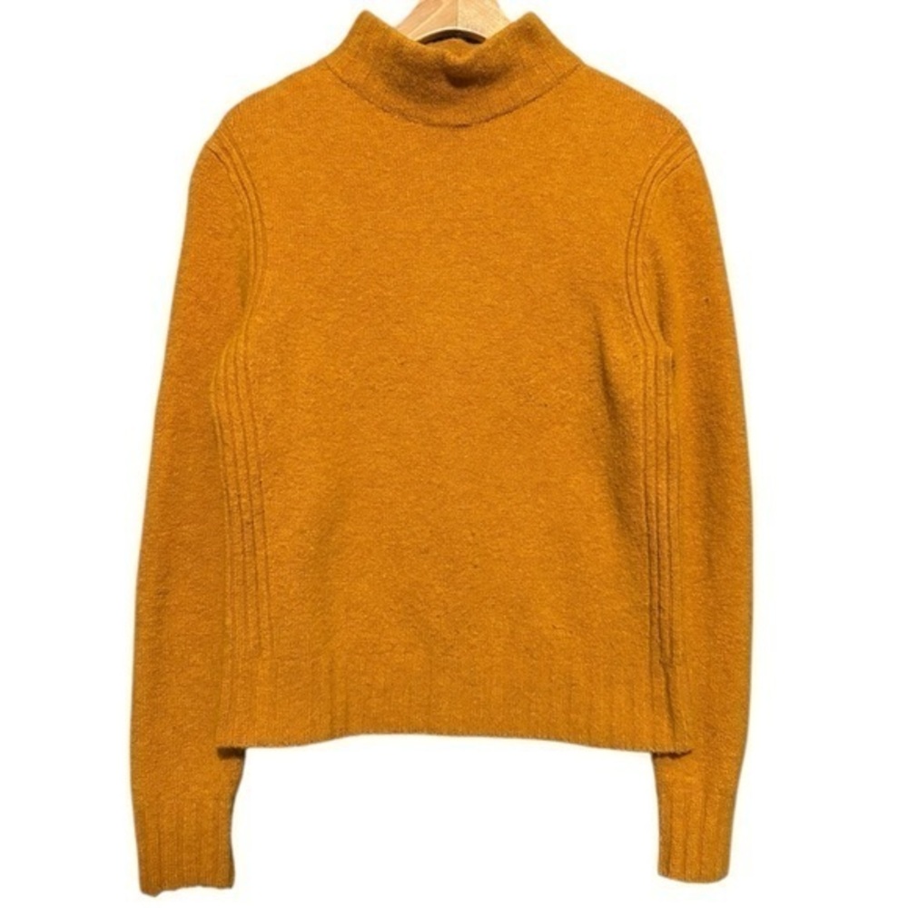 J. Crew Point Sur Sz S Mustard Yellow Merino Wool Alpaca Blend Mock Neck Sweater